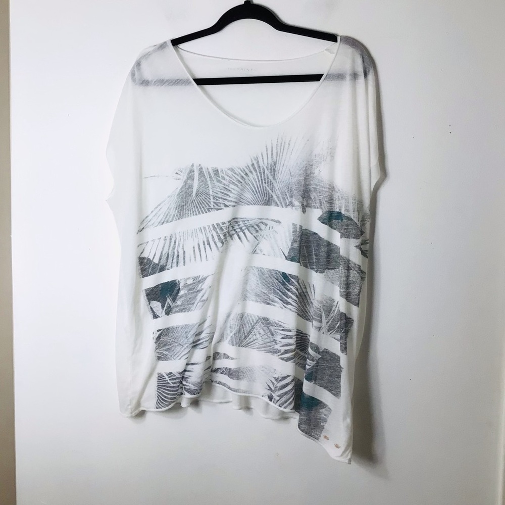 All Saints small Relaxed White Palm-Print V-Neck Tunic